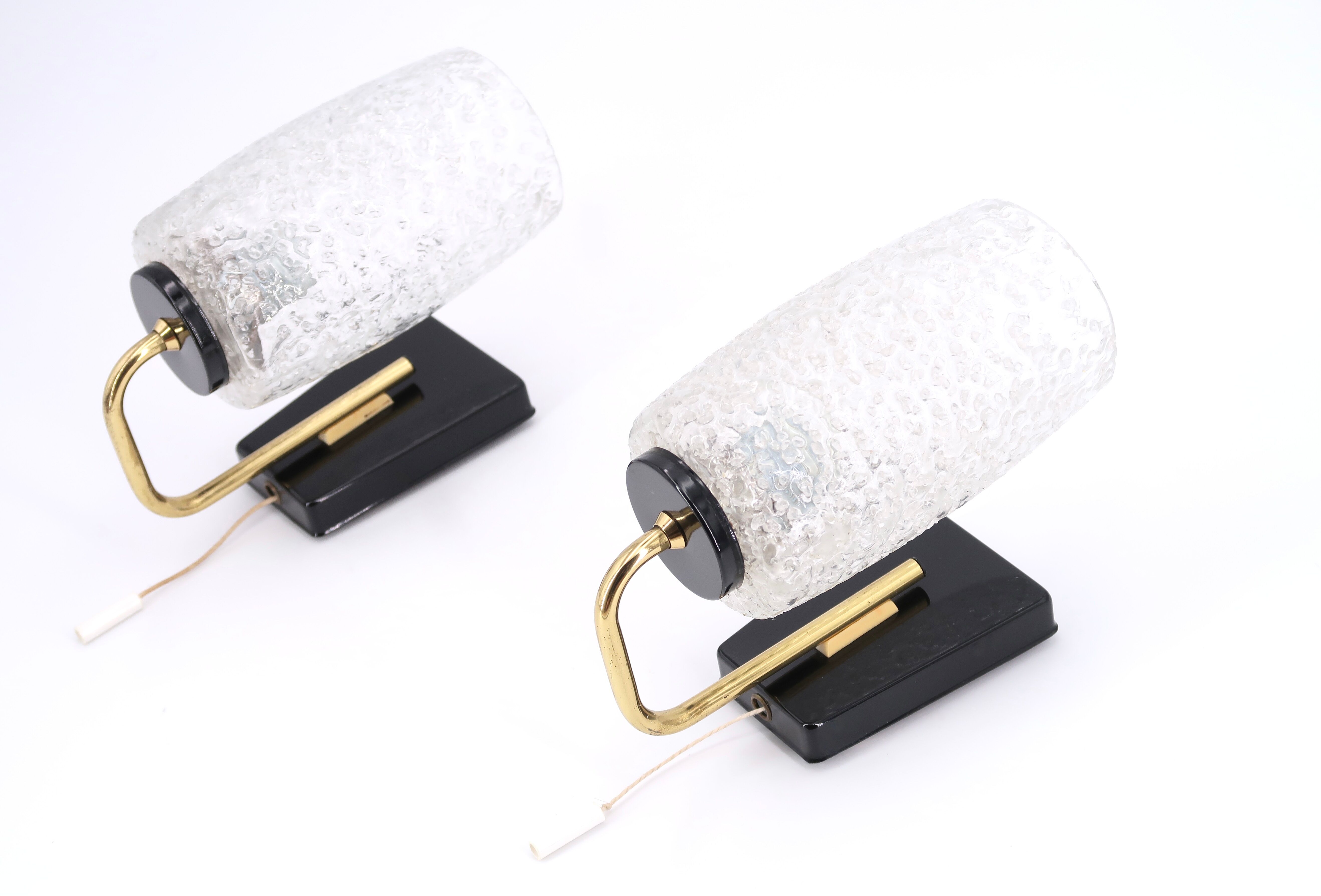 Pair of gold and black metal sconces, 50s