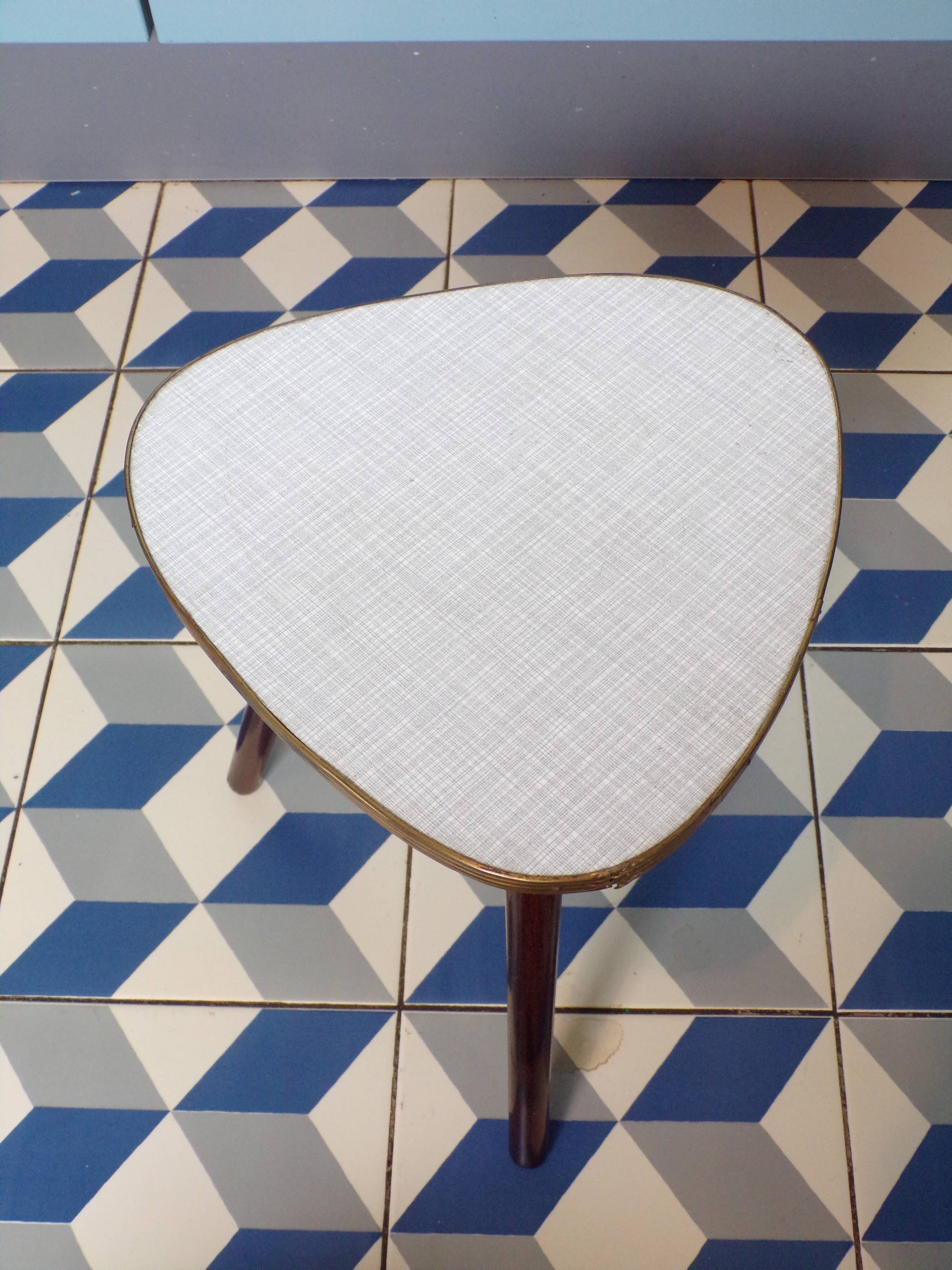 Table porte plante vintag en formica blanc