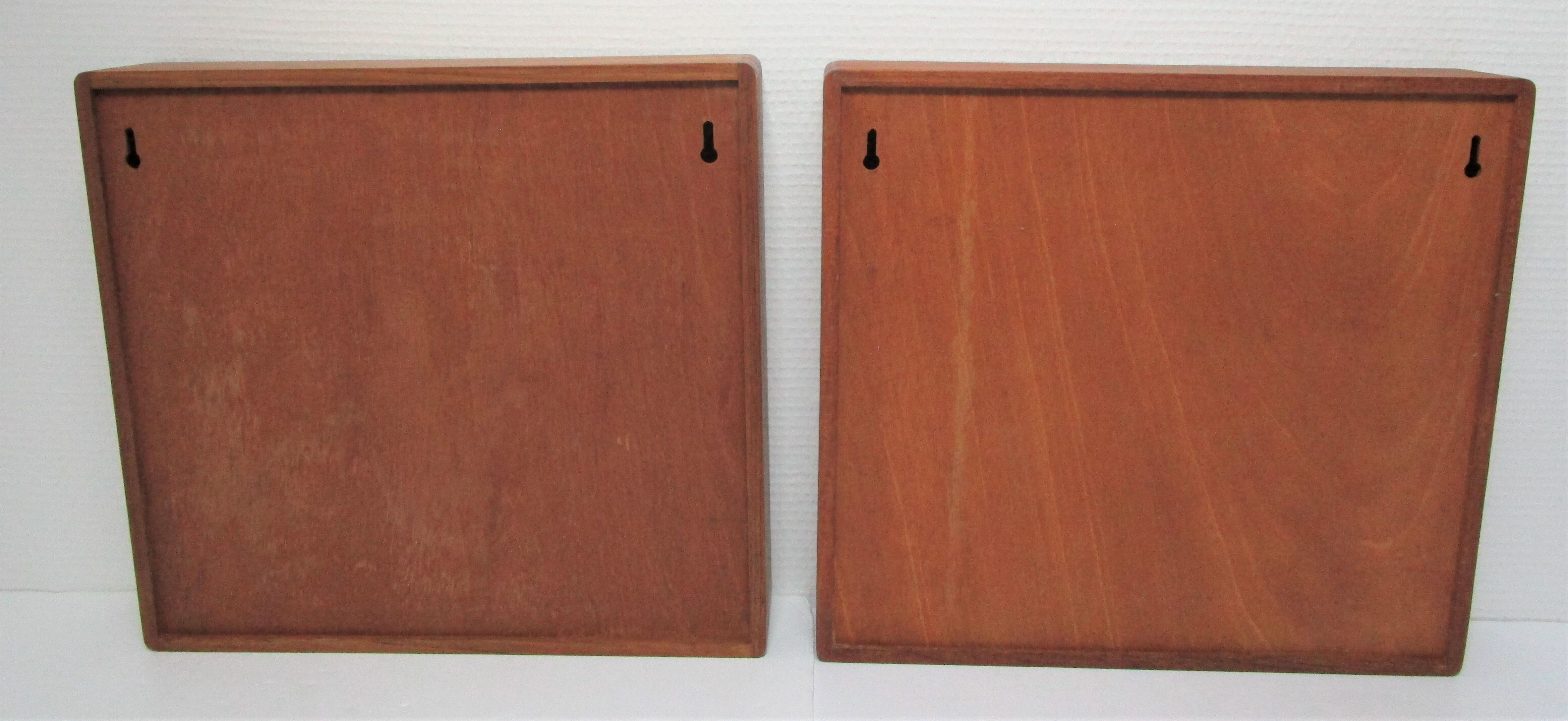 Two wall shelves with vintage solid wood compartments 80s