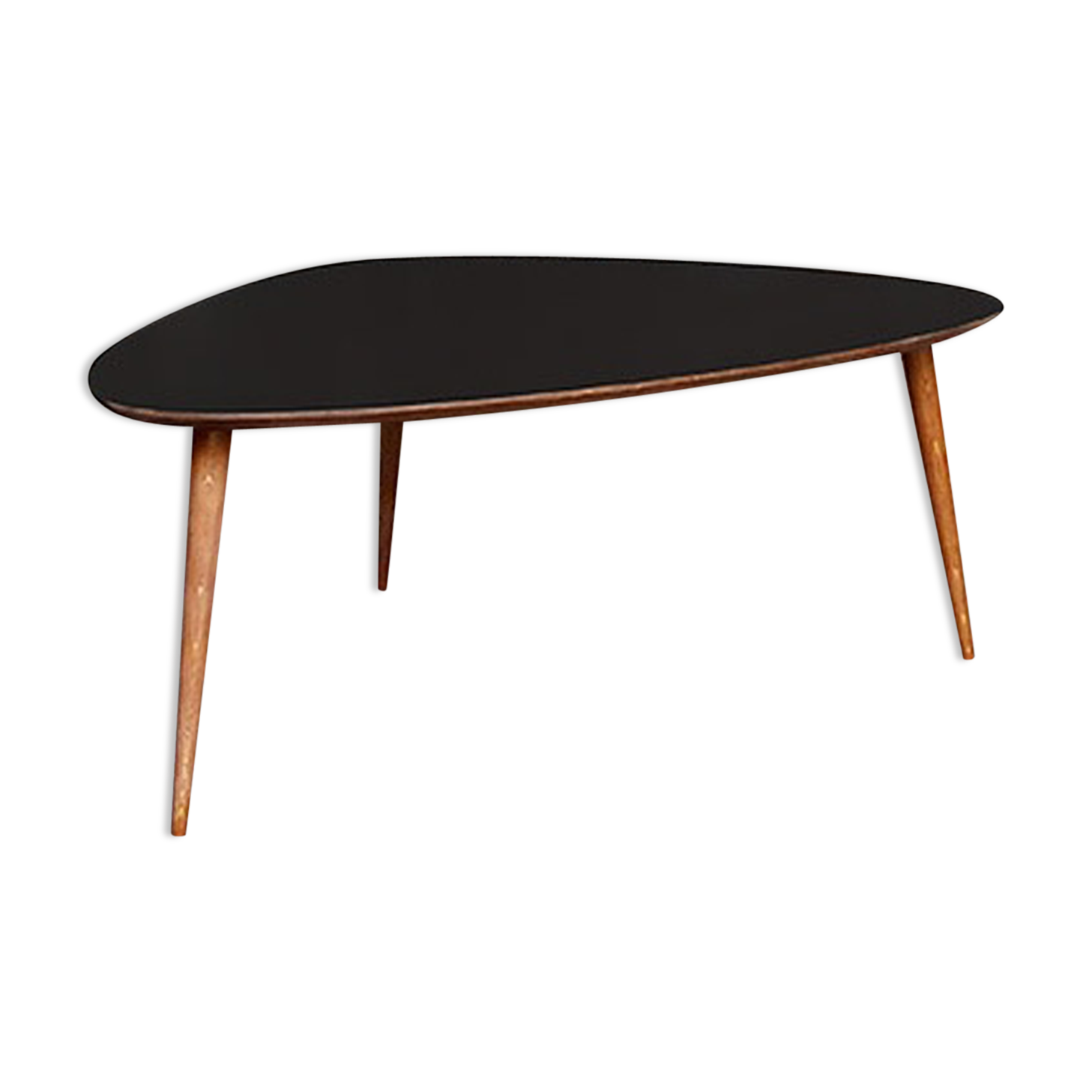 Table basse bois plateau noir