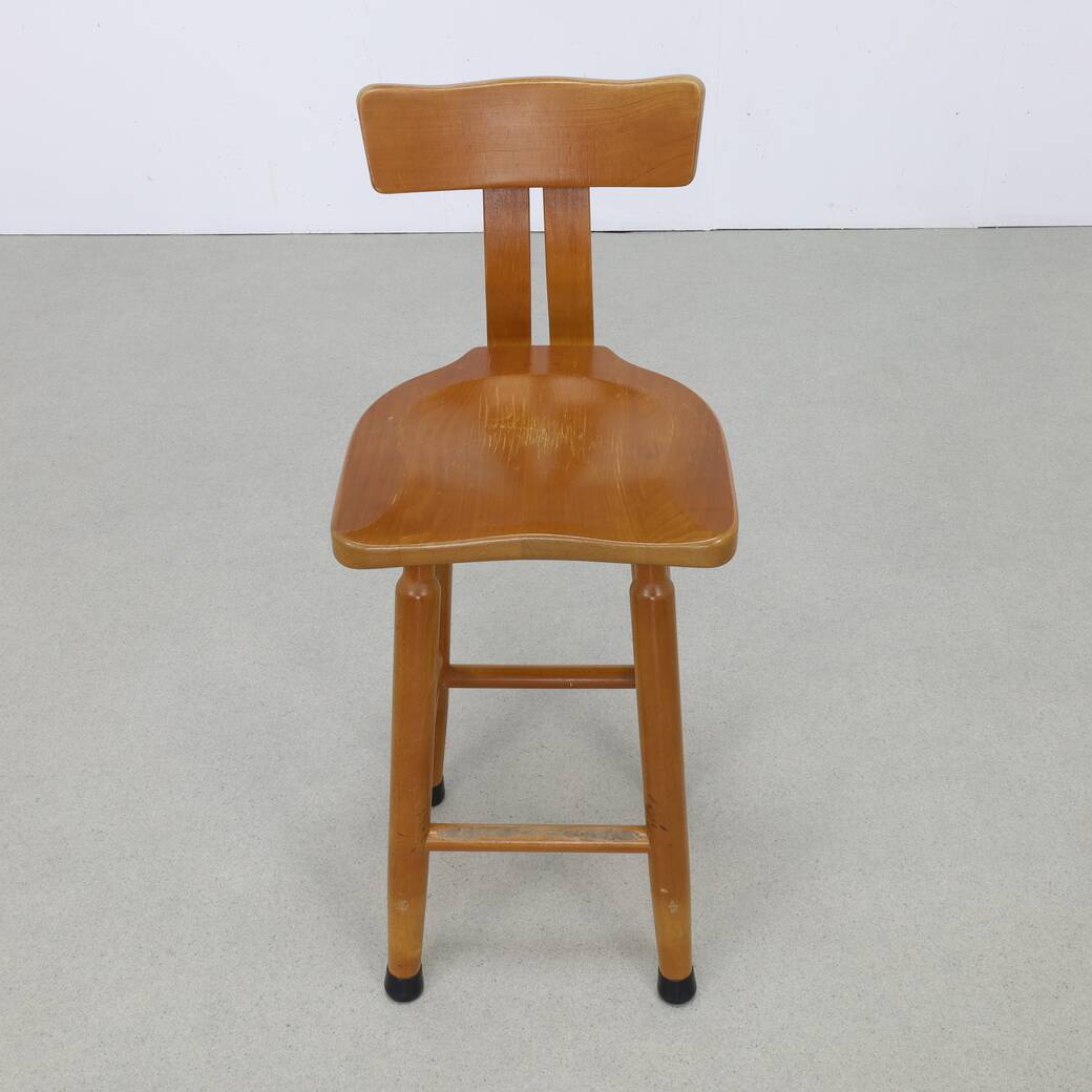 Lot de 4 tabourets de bar vintage en bois