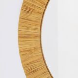 Mid-century Round Wall Mirror Italian Riviera in Raffia with a Bast Frame, 1950s