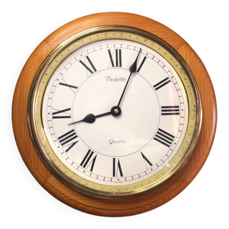 Old vedette clock wood + vintage brass frame #a466