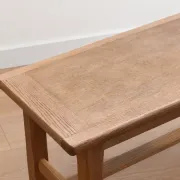 Table basse de ferme en bois naturel – style campagne, entretoise à clavettes – 99 cm