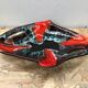 Old dish ceramic brown red black vintage