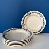 Set of 6 semi-deep plates in ironstone Longchamp model Denise.