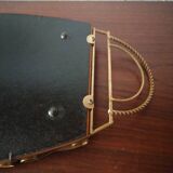 Plateau repas laiton miroir deco fleurs 1930 1960