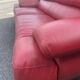 Three-seater red full-grain leather sofa – Vintage Italian design from the years.