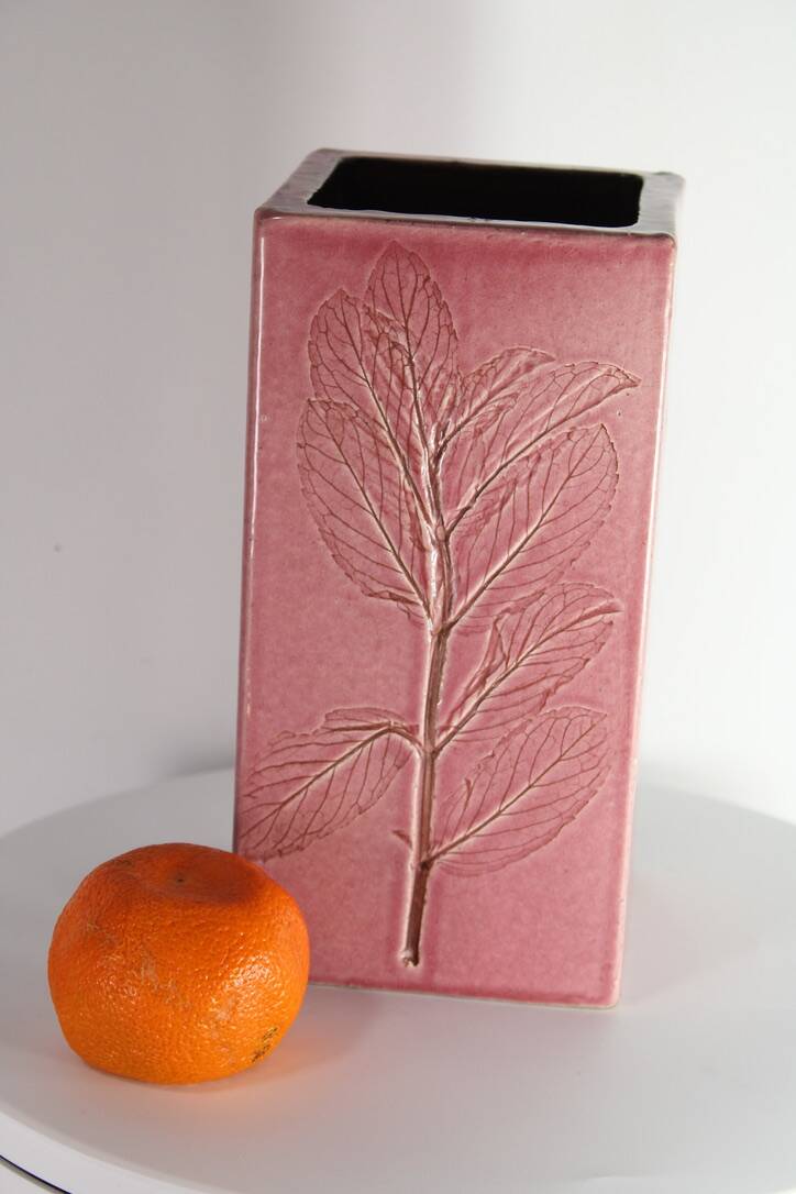 Vase Vallauris ceramic Leduc herbarium vintage pink 1960