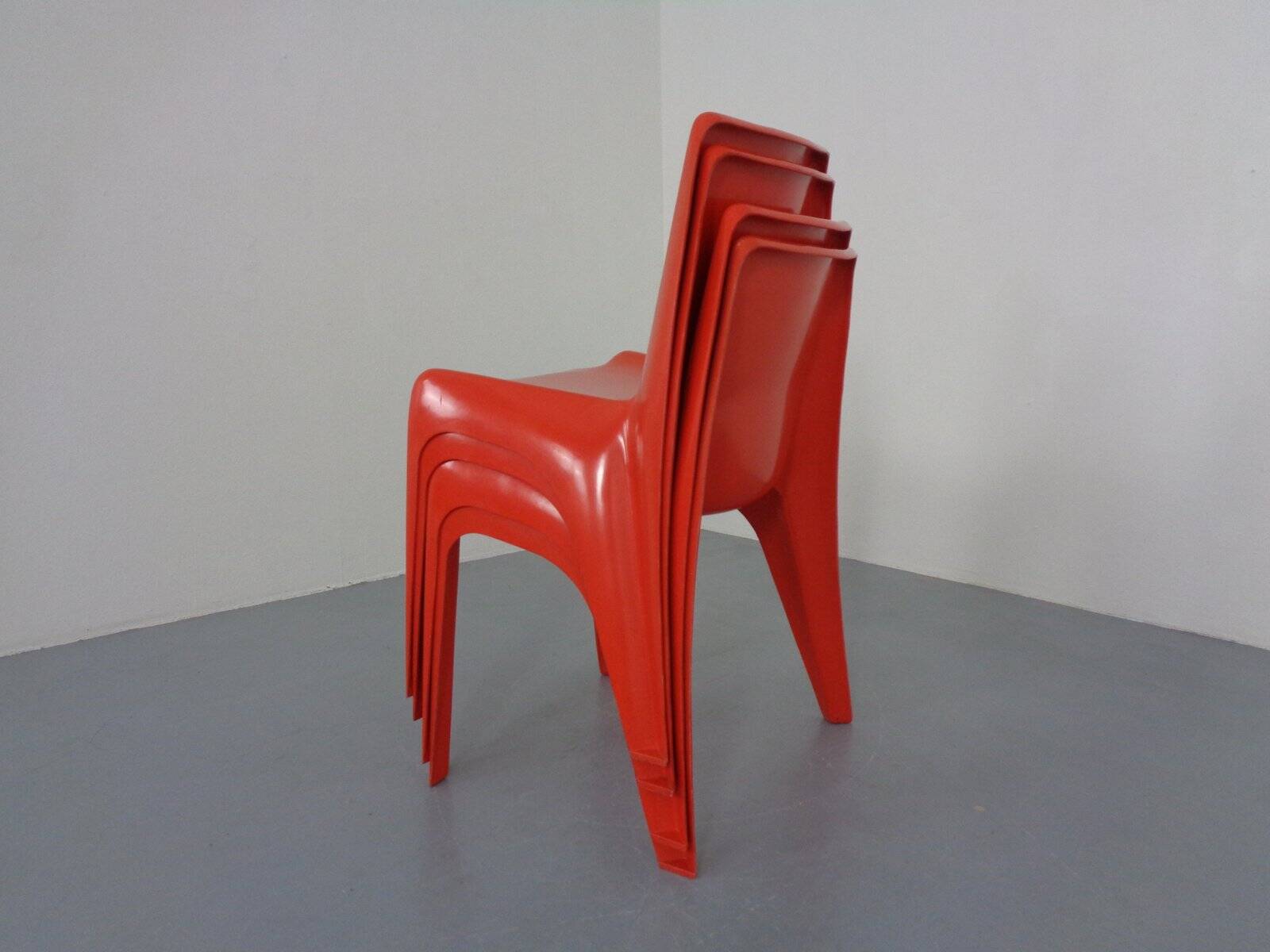 B1171 Fiberglass Stacking Chairs by Helmut Bätzner for Bofinger, 1960s, Set of 4