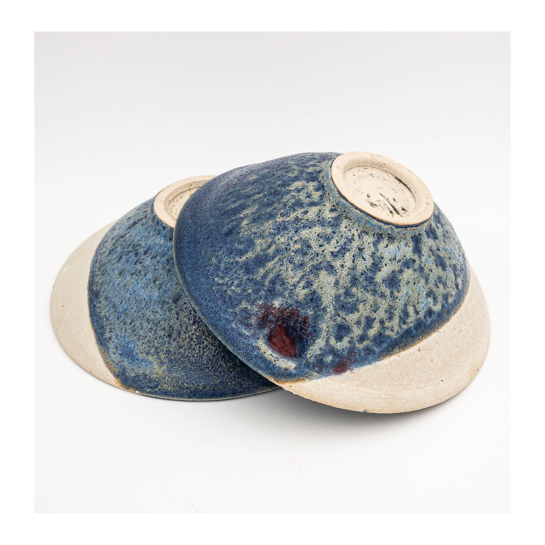 French-Japanese ceramic cups. White and red azure enamel