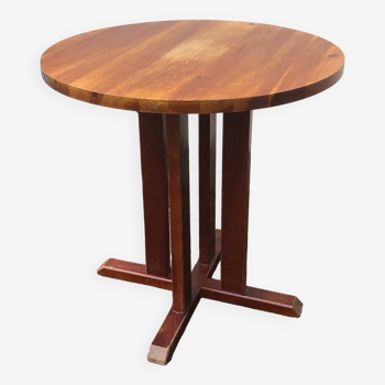 High and round wooden table