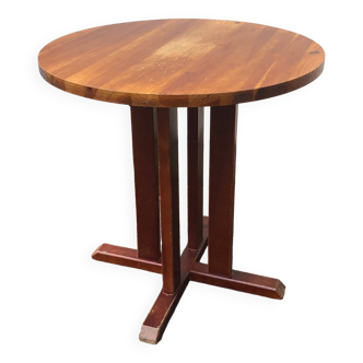 High and round wooden table