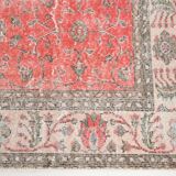 7x9 Turkish Soft Red Bordered Rug, 220x272 Cm