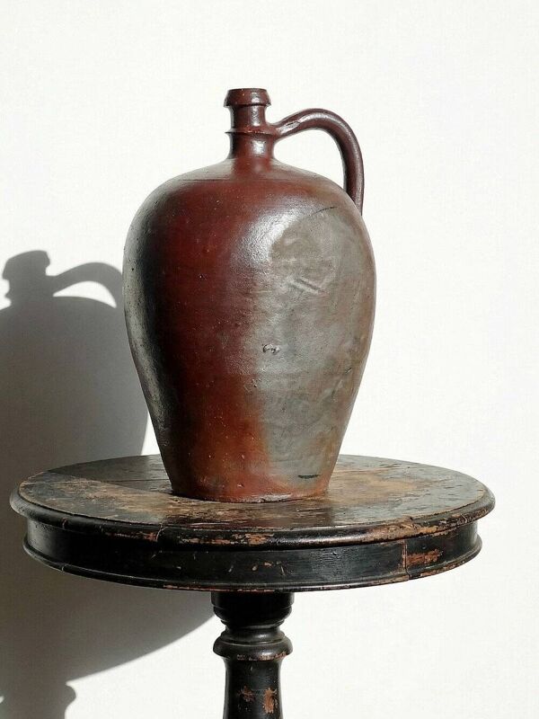 Grande jarre en grès normand émail lustré bordeaux ancienne années 20-30