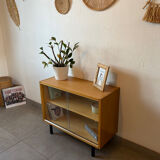 Vintage oak display cabinet from the 1960s.