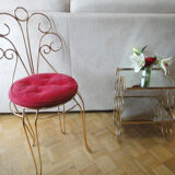 Chaise de chambre metal dore vintage
