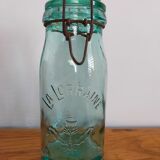 Molded glass jar jar canned vintage blue