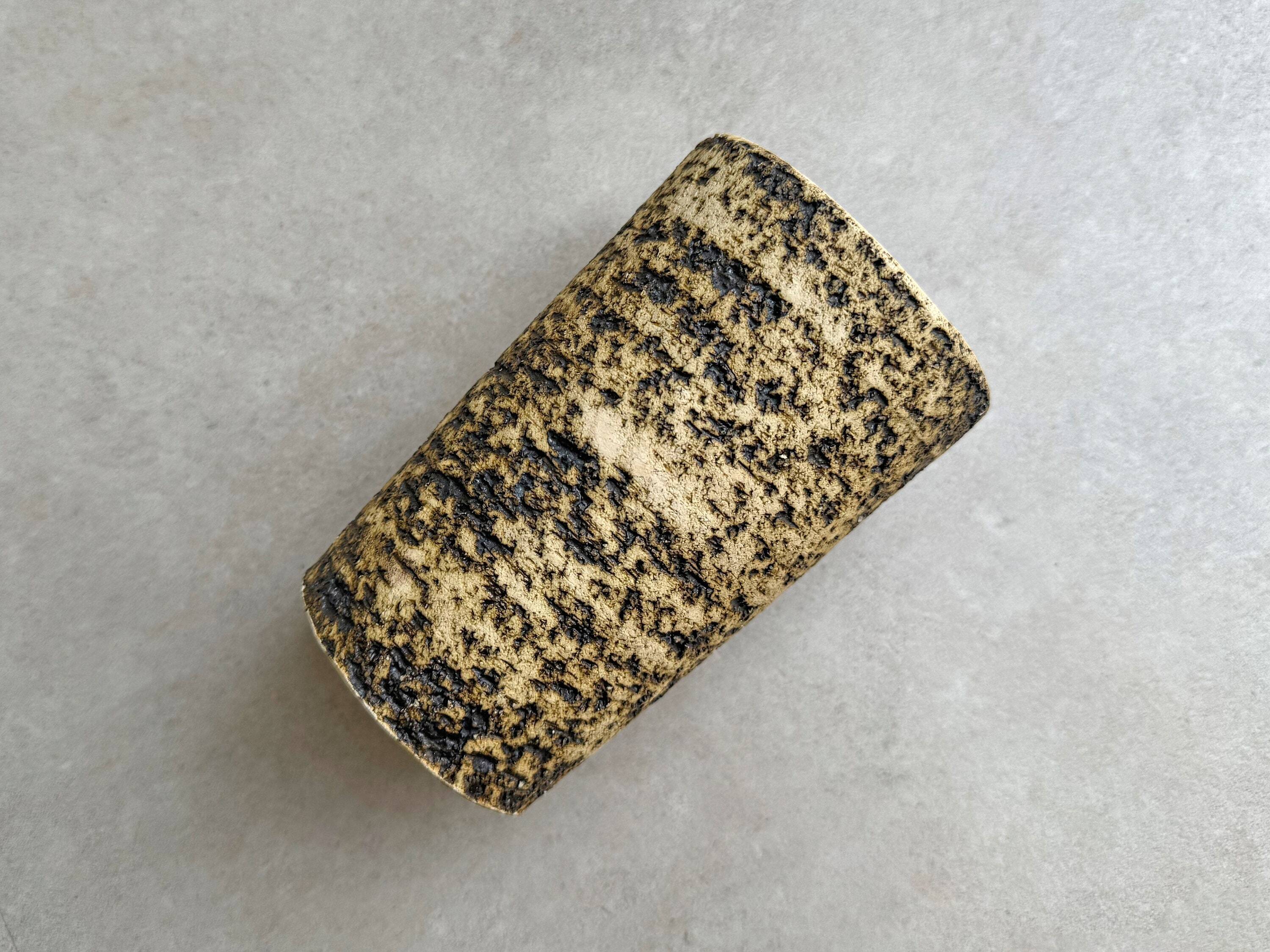 Vintage "Birch Bark" ceramic vase, cylindrical, Chamotte