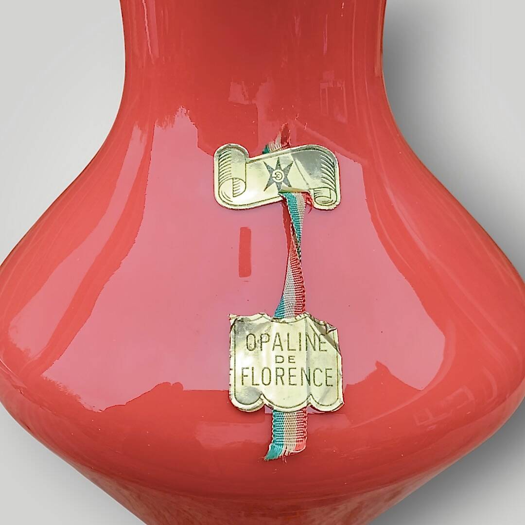 Coral red Provence opaline pitcher vase - 1960s