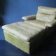 Patchwork leather olive green lounge chair and ottoman by Laauser, 1970s