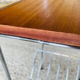 Vintage teak side table with shelves and magazine rack