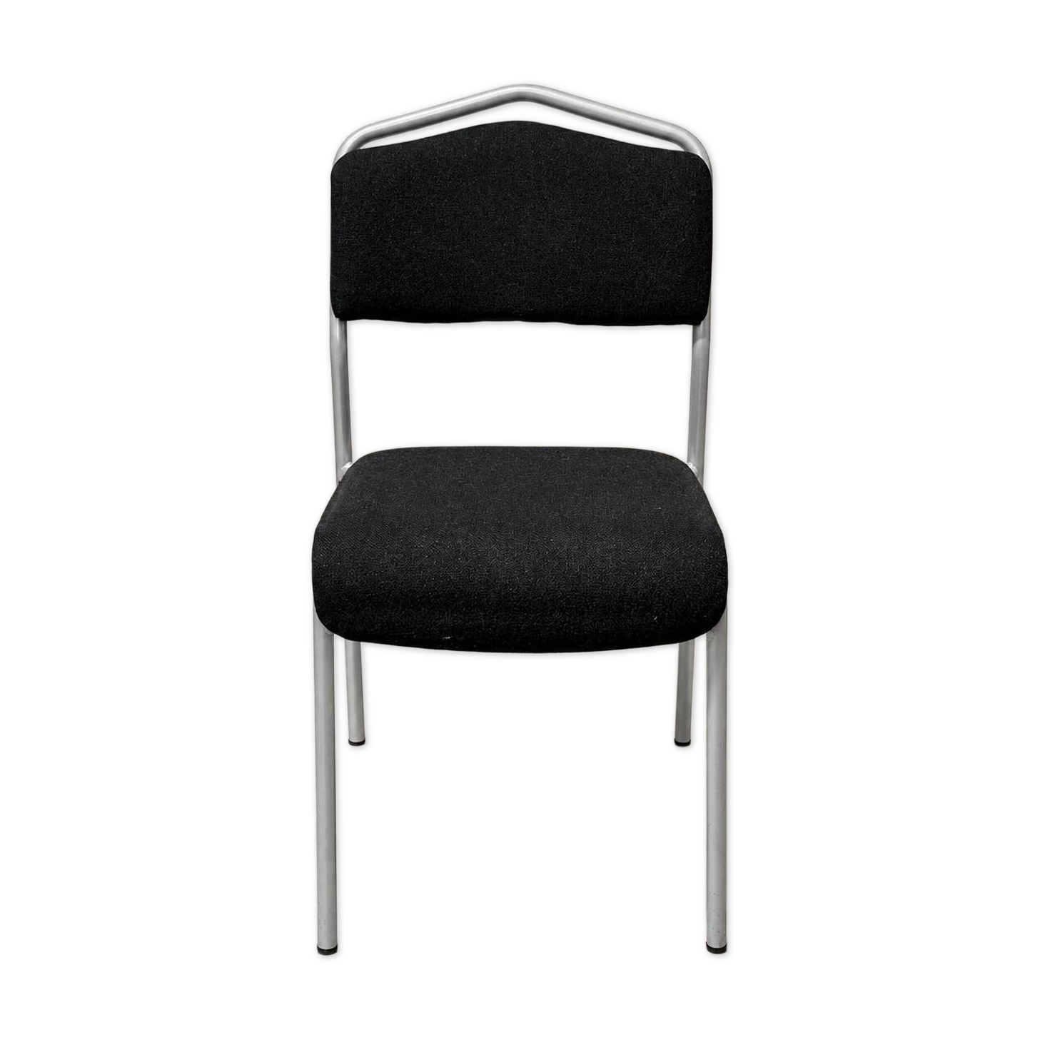 Grey steel chair and black fabric