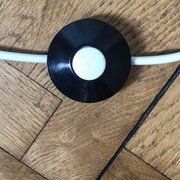 Mid-century italian yellow diabolo floor lamp
