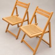 Chaise pliante en bois naturel – Assise ajourée