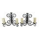 Pair of vintage wrought iron 2-light wall sconces