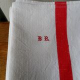 Set of 6 antique half-cloths, embroidered BR