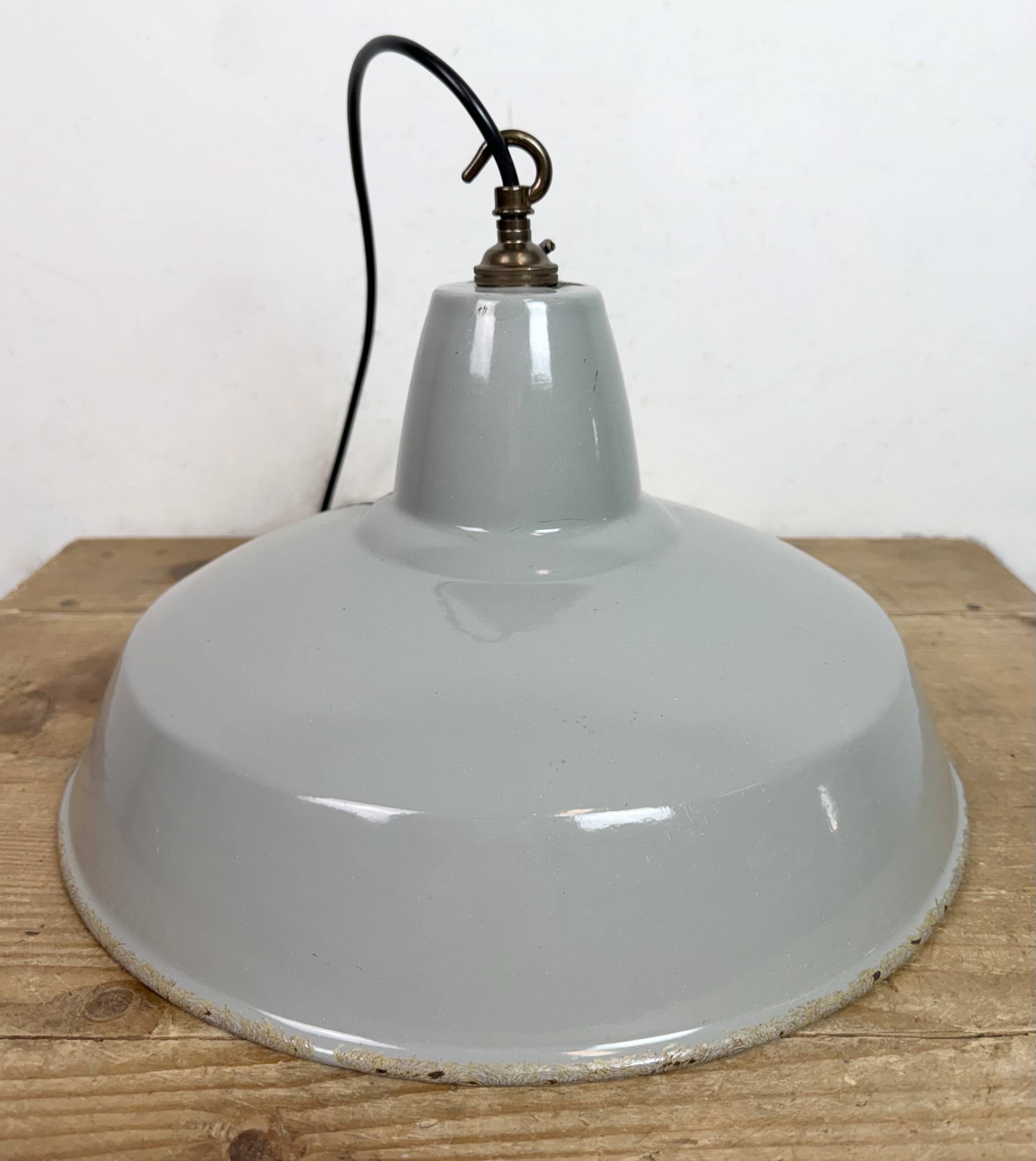 Industrial Grey Enamel Factory Pendant Lamp from Thorlux, 1960s