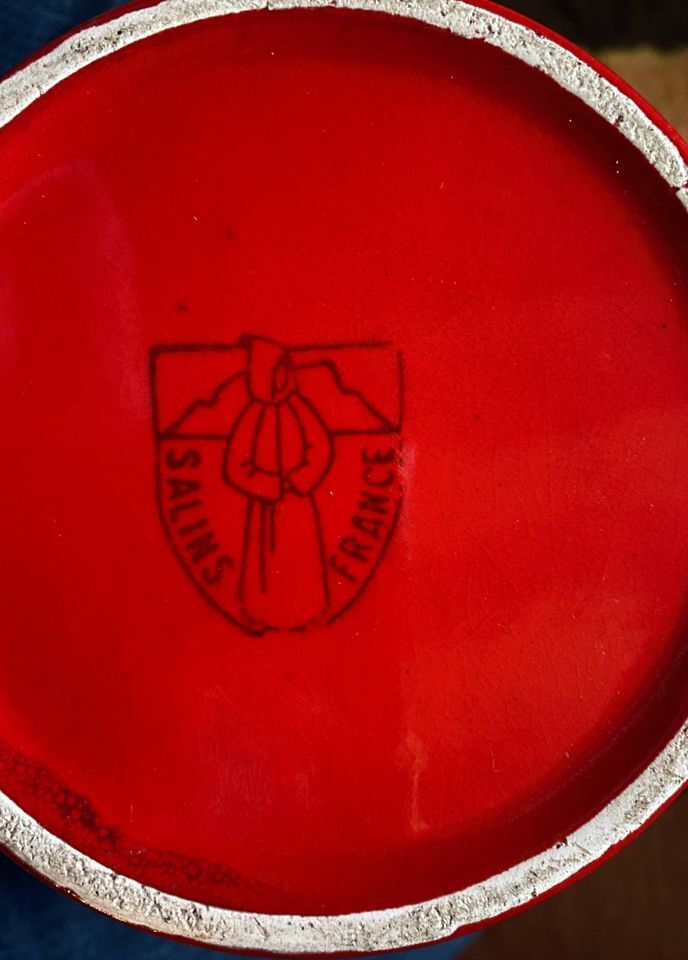 Pitcher service and 8 orangeade glasses 60s ceramic Salins