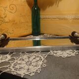 Top with bottom rectangular mirror in art deco style with two wooden cuffs France