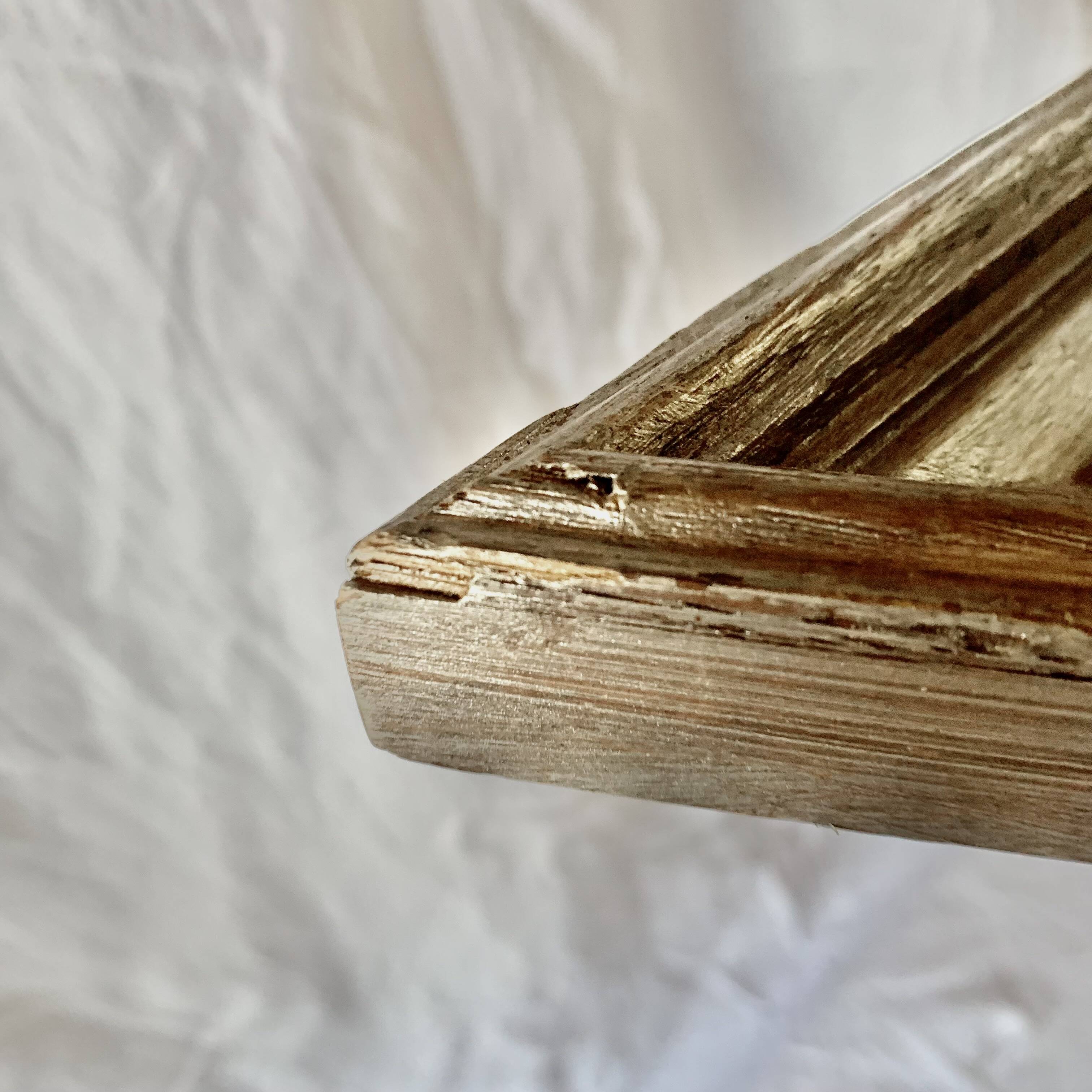 Small vintage wooden diamond wall mirror