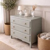 Vintage commode enhanced in grey-green.