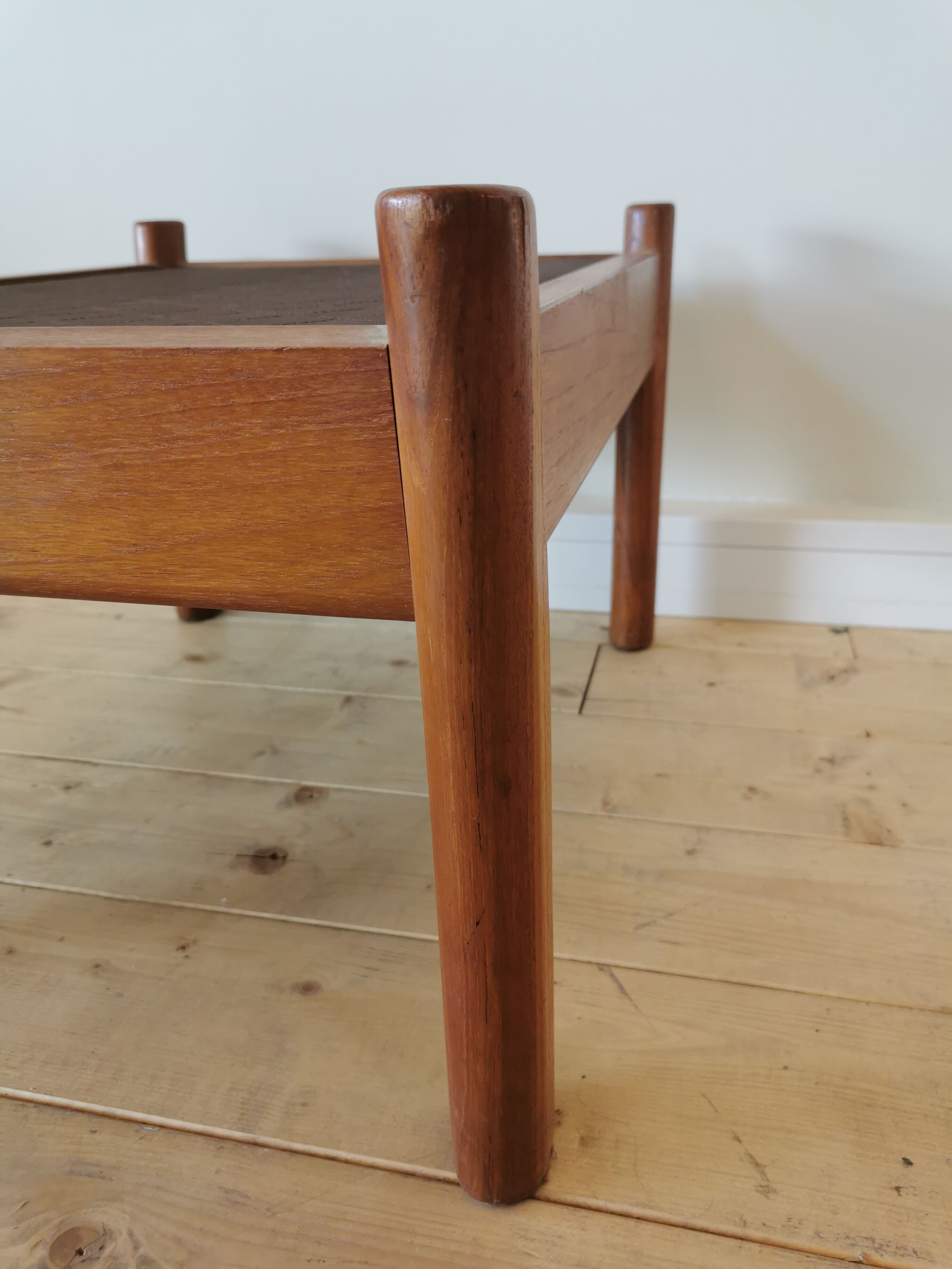 Pair of Dyrlund leather footrest 60s leather