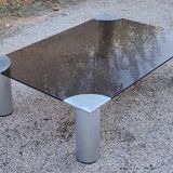 Table basse chrome et verre fumé design 1960's