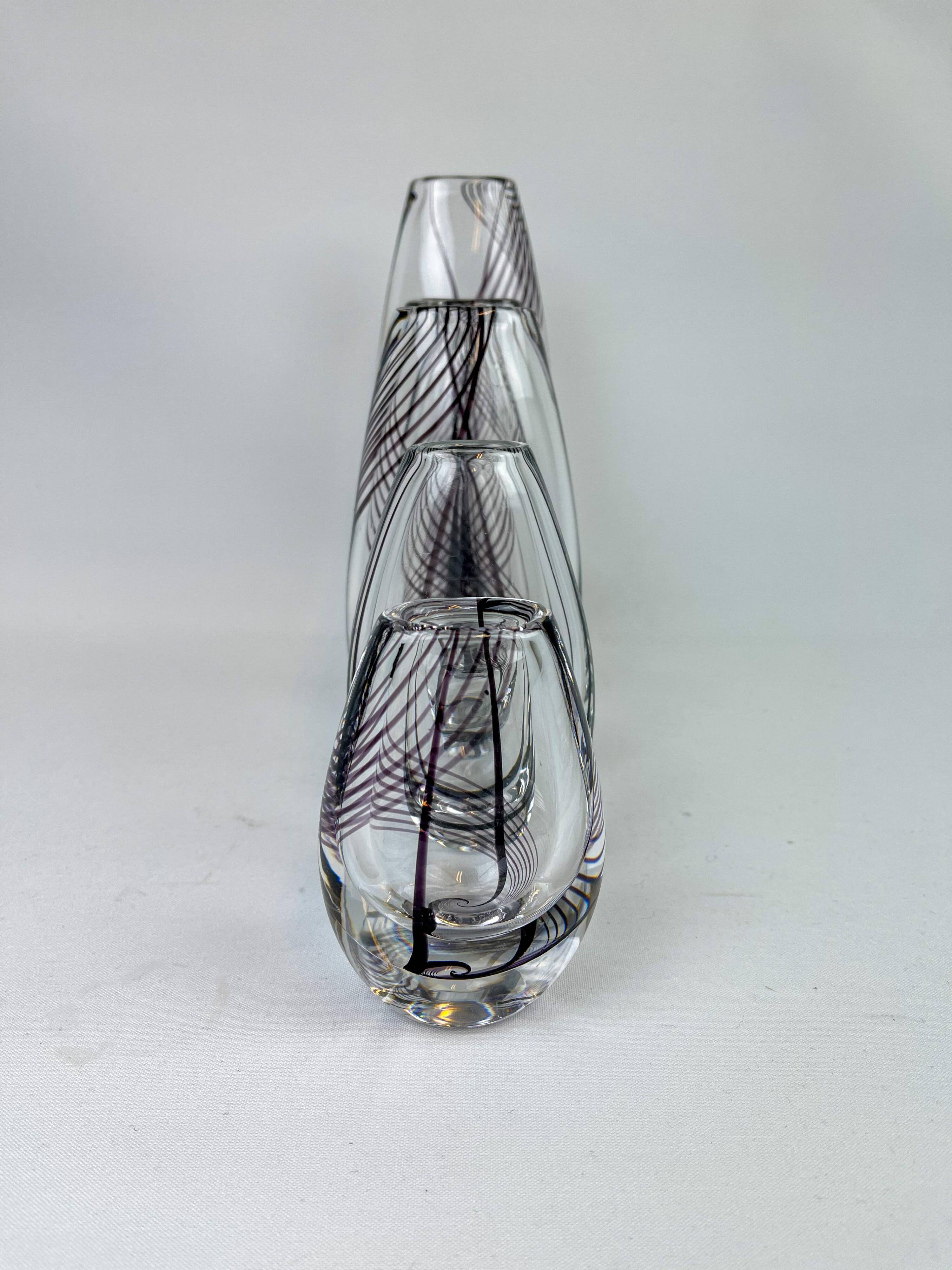 Midcentury collection of art glass vases by Vicke Lindstrand for Kosta Sweden.