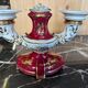 Pair of Limoges porcelain candlesticks with hand-decorated decoration – red and gold