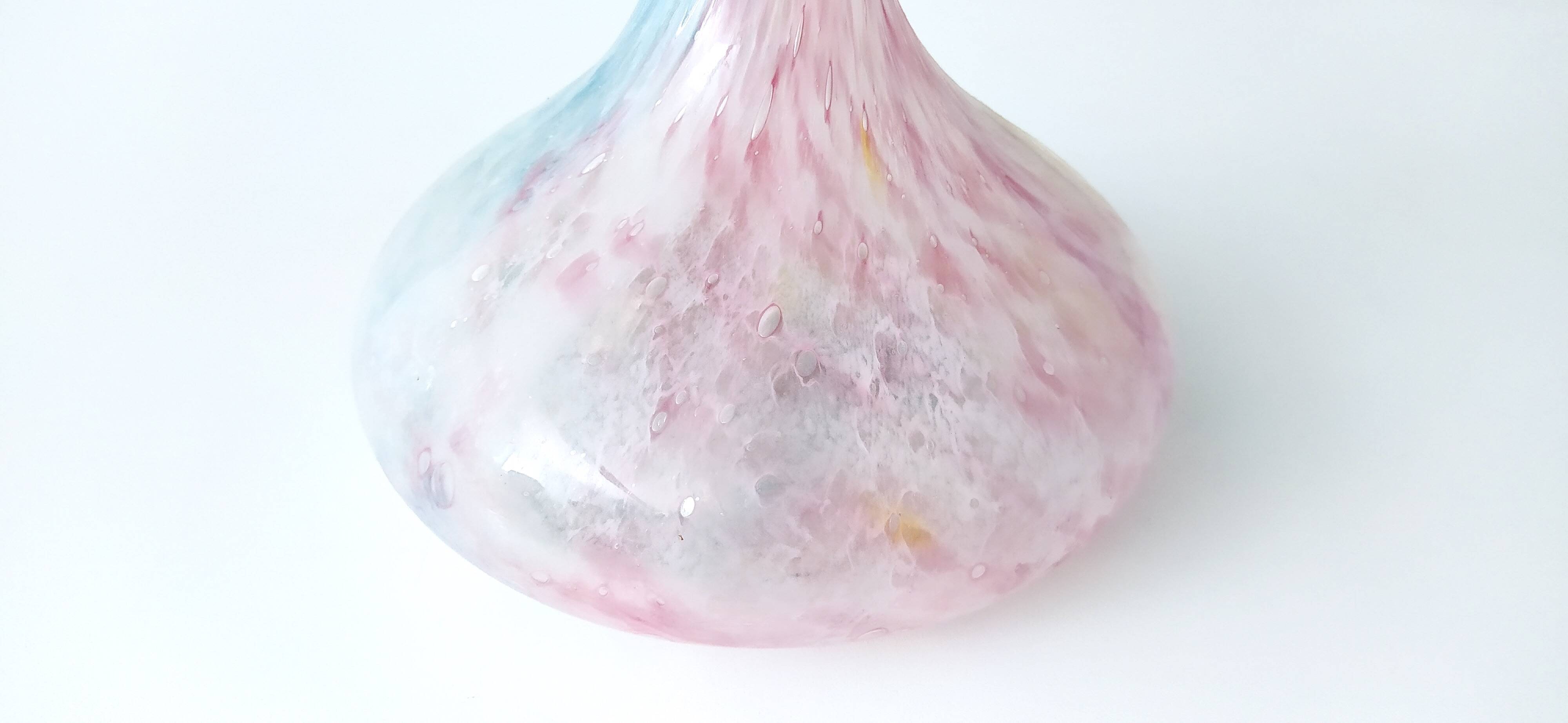 Pastel Pink Colors Polychrome Murano Glass Flower Vase, Italy