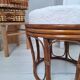 Vintage rattan and French terry fabric pouf