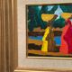 Original Swedish Oil on Panel – "Female Figures by a Stream", attributed to Lars Norrman – Signed – Vintage and Framed – 38 × 74 cm (15 × 29.1 inches)