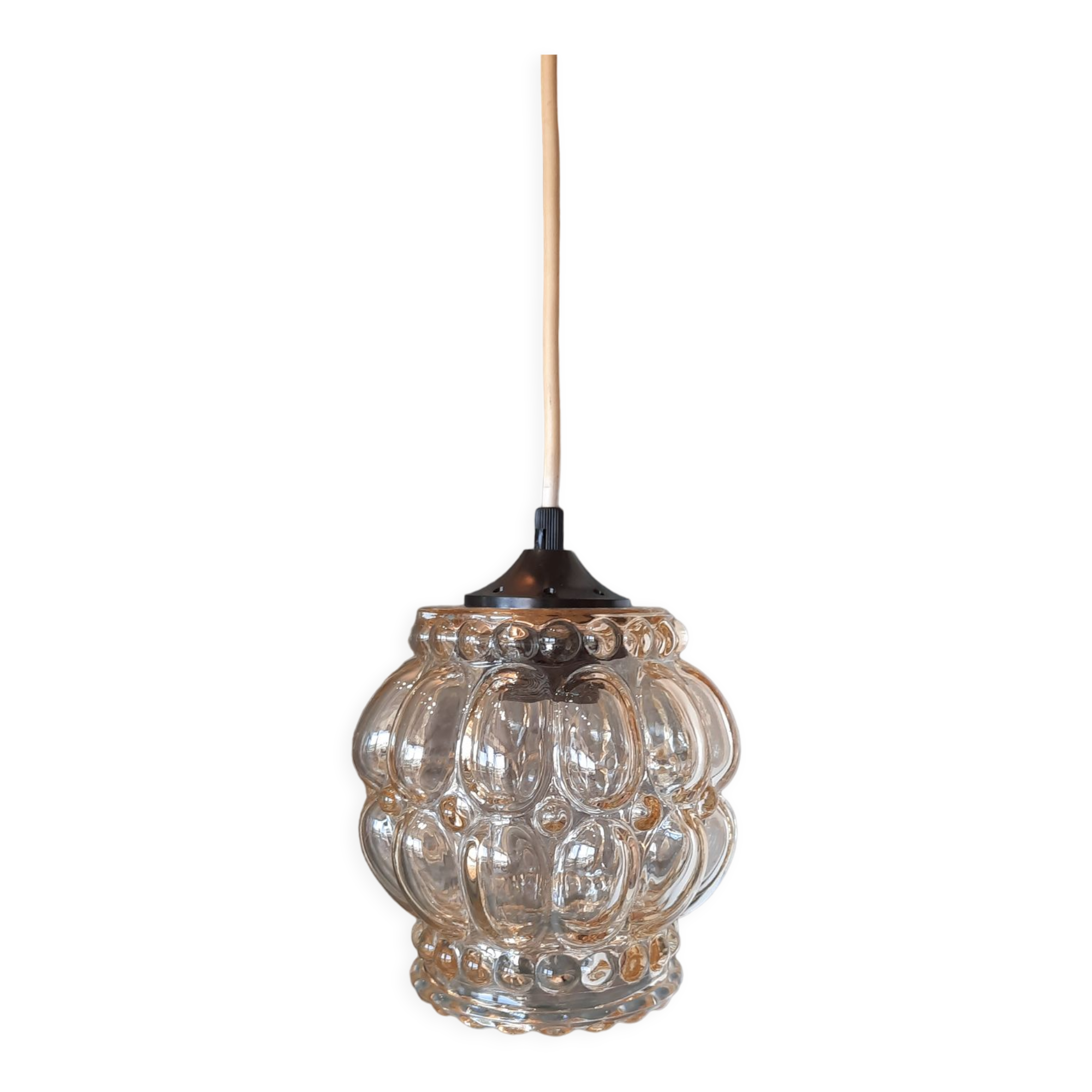 Helena Tynel chandelier 1960/70, amber bubble glass for Limburg