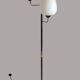Vintage metal floor lamp with 3 lights and matt white opals