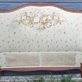 antique fabric and wood headboard