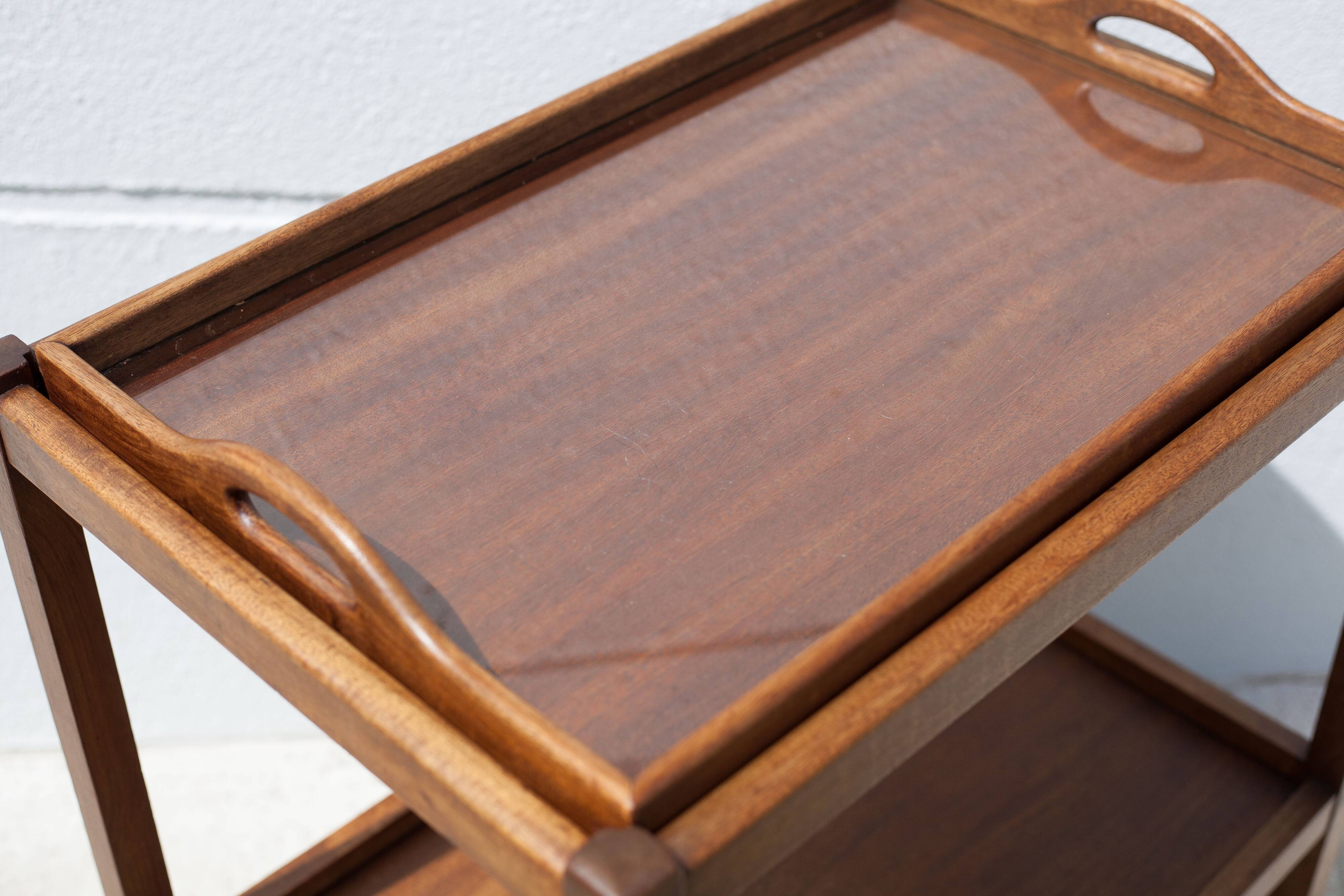 Wooden service with wheels