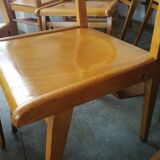 Set of 10 theater chairs wood honey