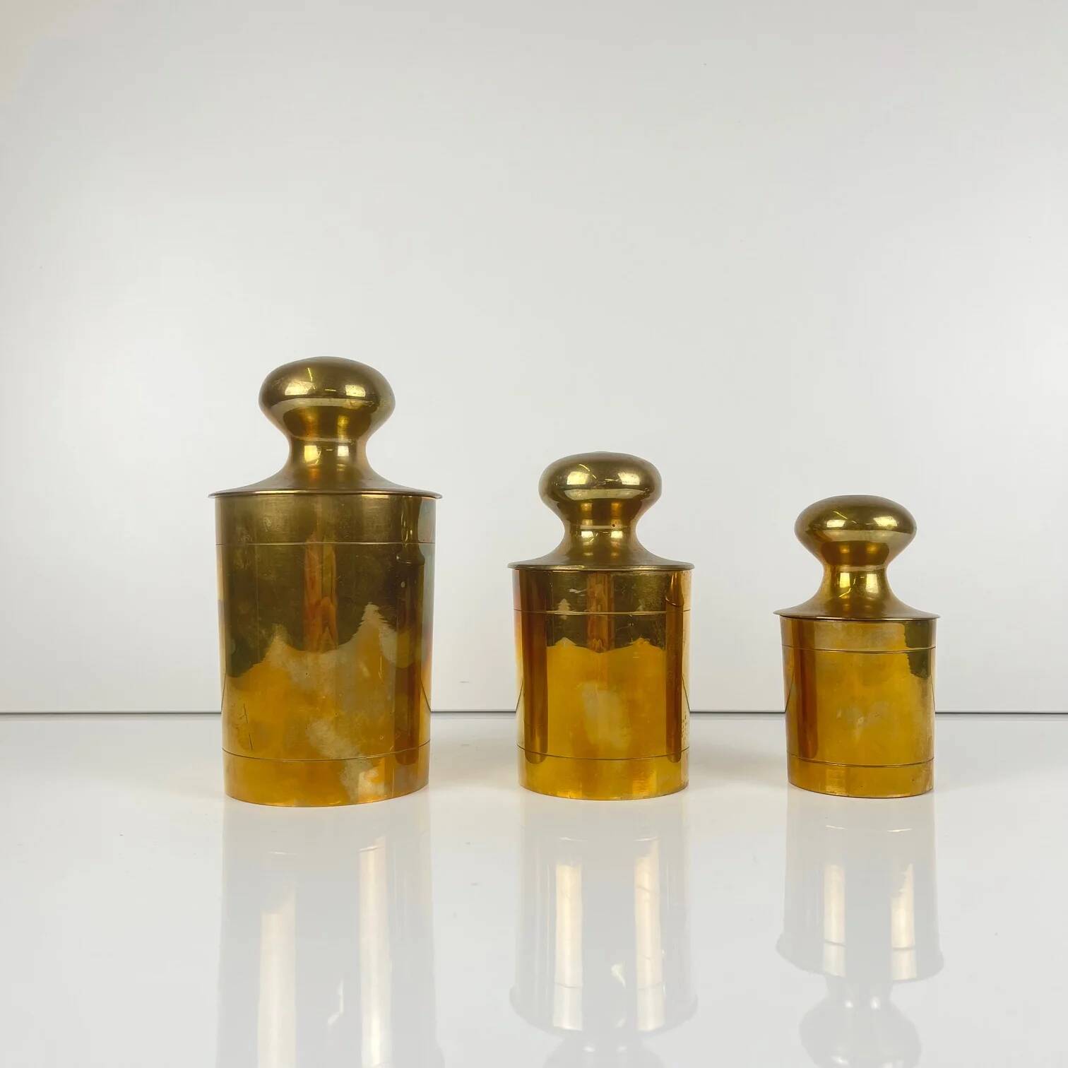 Set of 3 vintage brass boxes, 1960s-1970s