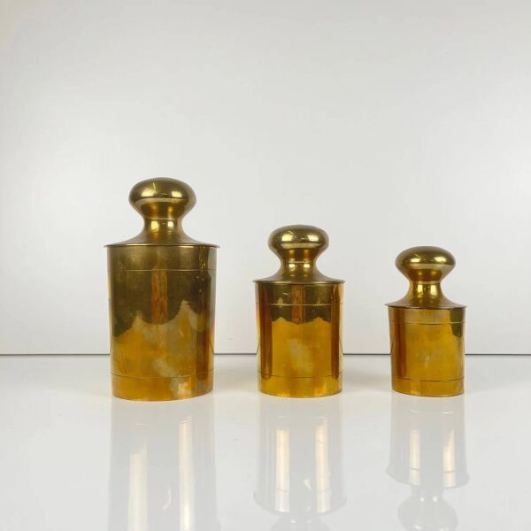 Ensemble de 3 boîtes vintage en laiton doré, années 1960-1970